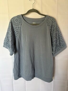 NWOT Sonoma Blue Short-Sleeve Sweatshirt with Cutout Sleeves - Size XL